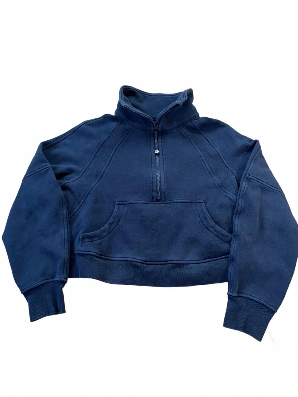 Lululemon Scuba Cropped Half Zip Pullover Womens XS Navy Funnel Neck Sweatshirt